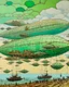 Placeholder: A mint color sky filled with airships painted by Gustav Klimt