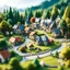 Placeholder: Miniature village Lothlórien + elf tilt-shift