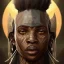 Placeholder: African warrior, ominous, dnd character portrait, waist up portrait, intricate, oil on canvas, masterpiece, expert, insanely detailed, 4k resolution, retroanime style, cute big circular reflective eyes, cinematic smooth, intricate detail , soft smooth lighting, vibrant colors, hokusai style arm sleeve tatoo