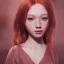 Placeholder: redhead girl, asian eyes, freckles, brown eyes, pink eye makeup, big pores, ultra detailed portrait