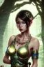 Placeholder: asian milf, brunett short hair, warrior princess, forest, nacht, große oberweite, corsage, necklace, fantasy art