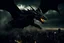 Placeholder: black dragon flying across the city at night dark fantasy lightening glowing eyes