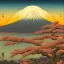 Placeholder: Ukiyo-e Style , mount fuji, sun set