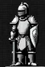 Placeholder: A chainmail armor without an helmet in a fictional Victorian era in retro pixel art. Please use grayscale only. I want it as a 64x64 icon