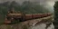 Placeholder: abandoned train of hogwarts between 2 giant statue dragon on tracks overgrown by nature with large puddles of water flooding part of tracks, rain, fog, 8k resolution, high-quality, fine-detail, intricate, digital art, detailed matte, volumetric lighting, illustration, 3D octane render, brian froud, howard lyon, selina french, anna dittmann, annie stokes, lisa parker, greg rutowski