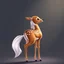 Placeholder: full body of a bald white tail deer, sultry, seductive, standing with big smile, looking back, and big eyes looking back , tail upward, on flat background, in the style of 'My Little Pony' and Bambi, fantastic lighting