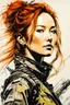 Placeholder: Tori Amos as a cyber punk mercenary girl , painting by Yoji Shinkawa and Katsushika Hokusai, highly detailed facial features, finely drawn and inked, 4k, huge girl