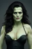 Placeholder: extremely busty, Anna Nicole Smith with Long black hair, massive Facial scars, different colored skin, as the Frankenstein Monster from Guillermo del Toro's new Frankenstein movie, full-body portrait, ultra-detailed, ((((cinematic lighting)))), 4K resolution. ((((photorealistic)))), Towering figure, 6'5", muscular but gaunt, (((Suture Scars and patches of stitched together skin, stitched from mismatched human corpses:1.5))). Pale, cold skin with suture scars across chest, neck, and face.