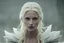 Placeholder: photoreal thirty-year-old ethereal attack-ready ethereal gorgeous blonde ethereal god Guardian high priestess of the Eladrin with leather skin with mystical eyes looking like gina carano wearing green and orange garments in an snow covered burning village in icewind dale, fogotten realms by lee jeffries, 8k, high detail, smooth render, unreal engine 5, cinema 4d, HDR, dust effect, vivid colors