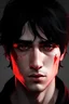 Placeholder: man with black hair and red eyes