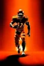 Placeholder: Silhouette of a football linebacker, orange background, photorealistic