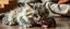 Placeholder: crocodile cat with fluffy hair, doing dog things and eating small dog