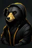 Placeholder: regal looking cyber honey badger wearing a black hoodie