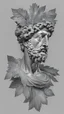 Placeholder: marcus aurelius muscular , ancient Greek bust on the head of grapes and leaves , , - silver logo