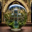 Placeholder: The miniatur islamic mosque in ball glass is an abstract concept that refers to a world made entirely of flowers or plants, often in a fantasy or mythical setting. The flower planet in this image appears to be a baroque world, with ornate spiral patterns and intricate designs.