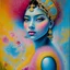 Placeholder: iv_a painting of a young woman, figurative art, an acrylic detailed painting, , brush strokes, paint drips and drabs and splatters by Chris Ofili and Bryen Frost, pexels, turquoise pink and yellow, james terrell art, blue background by Harumi Hironaka, trending on artstation, soft lines, paint drips and drabs and splatters by jana brike, fauvism, highly detailed sharp focus smooth elegant illustration by artgerm dreamy and ethereal intricate art by bastien lecouffe deharme and greg rutkowski,