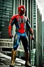 Placeholder: Spider-man in hulking futuristic armor, photograph