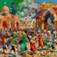 Placeholder: Abstract painting Libyan children celebrating end of ramadan