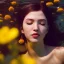 Placeholder: girl underwater with yellow flowers for hair, closed eyes, rtx, reflection, 8k, glow, winning photography, caustics