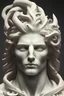Placeholder: White Marble, Male, Handsome, Muscular, masculine, Spartan, Sculpture, beautiful, full of details, high definition, black backround, 8k, Golden Iris, Thin Veil