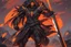 Placeholder: Warrior, solo leveling artstyle, black custom, Reaper them, neon orange details, machete, full body, apocalypse, intricate details, highly detailed, high details, detailed portrait, masterpiece,ultra detailed,best quality