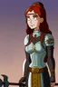 Placeholder: [medieval city, swords, tavern, Leela from Futurama, blurry background] Leela is a well known captain of the city militia. She's making sure everyone is acting properly in game of Thrones.