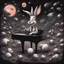 Placeholder: dark colours bugs bunny being a composer piano violin and is surrounded by swarm pig pig swinewasp swine pigpen pigsty on an diffrent planet cosmos lovecraft