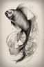 Placeholder: Create a captivating modern 2d ink tattoo design for print , prestigious Sacred Fish using the elegant influences of japan art style, for print, dynamic elements from fashion and design, and bold Japanese contemporary art aesthetics, framing centered in the center, distanced from the edges of the paper perimeter, perfect anatomy, bauhaus, Divine Proportion,