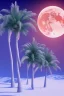 Placeholder: 1980's aesthetic vaporwave palm trees with lighting with moon in the winter snow