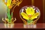 Placeholder: hypersigil photograph of a beautiful yellow and red orchid in a clear glass rococo inspired vase on a mirrored deco themed end table in a shadowy corner of a nouveau era room with wood paneling in the style of Robert maplethorpe, tropical birds, lizards, snakes, insects, gorgeous, shamanic, ethereal, photorealistic, embellishments, long shot, wide shot, dof, deep focus, 3d render