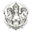 Placeholder: The Fates (Clotho, Lachesis, and Atropos).. realistis tatto sketch style, white background, profesional tatto sketch