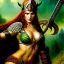 Placeholder: portrait 'beautiful Sexy Busty RedSonja',braided long hair,horned helmet, celtic tattoed,crystal clear green eyes,painting by gaston bussiere, greg rutkowski, yoji shinkawa, yoshitaka amano, tsutomu nihei, donato giancola, tim hildebrandt, oil on canvas, cinematic composition, extreme detail,fit full head inside picture,32k