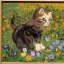 Placeholder: Portrait of kittens in a flower garden by Van Gogh