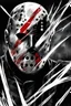 Placeholder: Friday the 13th, Jason Voorhees, negative black, white, and red Speedpaint with large brush strokes, by Junji Ito