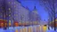 Placeholder: Winter night, modern city with cars, alfred sisley impressionism painting