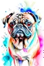 Placeholder: watercolor painting of a beautiful portrait of a pug, realistic skin texture, looking into the camera, Anna Razumovskaya style, atmospheric light, realistic colors