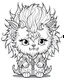 Placeholder: coloring page, Gothic chibi werewolf with wild, fluffy hair, Manga style, thick lines, low detail, no shading, --ar 9:11 --v 5