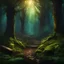 Placeholder: Generate an Magical Forrest with an dark way to the Infity and at the and is a sign with a text "fail" Magical. Epic. Dramatic, highly detailed, digital