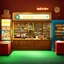 Placeholder: 3d render cartoonish classic inide a record shop record store