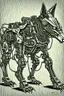 Placeholder: Wolf biotic robot drawn in the style of E