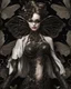 Placeholder: gothic, steampunk delicate metal woman, butterfly, wings, black background