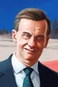 Placeholder: very evil laughing man, Simon Stålenhag cartoon style