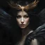 Placeholder: Dark and ethereal, the angel's black wings spread, Each feather carried with it an ancient story, a deep secret that hid in the shadows. cinematic detailed mysterious sharp focus high contrast dramatic volumetric lighting, :: mysterious and dark esoteric atmosphere :: matte digital painting by Jeremy Mann + Carne Griffiths + Leonid Afremov, black background
