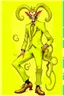 Placeholder: Satyr with cloven hooves, horns, and a tail who is wearing a designer silk suit by Pucci; neo-surrealism