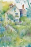 Placeholder: abstract watercolour english cottage garden in the style of picasso centred