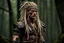 Placeholder: photorealistic portait of henry cavell as modern warrior with blonde dreadlocks tribal tattoos dark fantasy dark forest