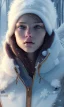 Placeholder: girl, cute, beautiful, by Greg Rutkowski, winter clothes, sitting in the snow