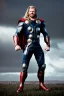 Placeholder: retro portrait image from 1960, sky background, wind, long blonde hair, thor classic comic dress style, fighting stance, young Chris Hemsworth, black dress, classic long tight lycra black suit, red cape, gold bracelet and belt, high boots, superhero style, soft color, highly detailed, unreal engine 5, ray tracing, RTX, lumen lighting, ultra detail, volumetric lighting, 3d, finely drawn, high definition, high resolution.