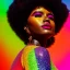 Placeholder: masterpiece, best quality, woman, dark skinned, sparkling eyes, fluorescent skin, colorful makeup, afro, full body shot, highly detailed body, sun light, 4K, RAW, depth of field, high contrast, realistic details, 24mm