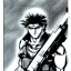 Placeholder: Solid Snake, Manga Drawing, by Hirohiko Araki